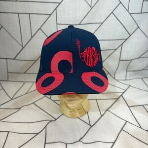 Phish 210 Fitted Hat 6 7/8-7 1/4 Navy Blue Red Donut Pattern Flat Brim Cap